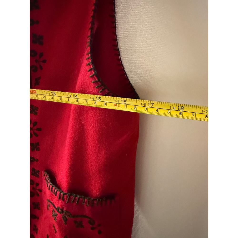Talbots Petites Red Wool Blend Embroidered Blanket Stitch Vest Womens P Small - Picture 3 of 6